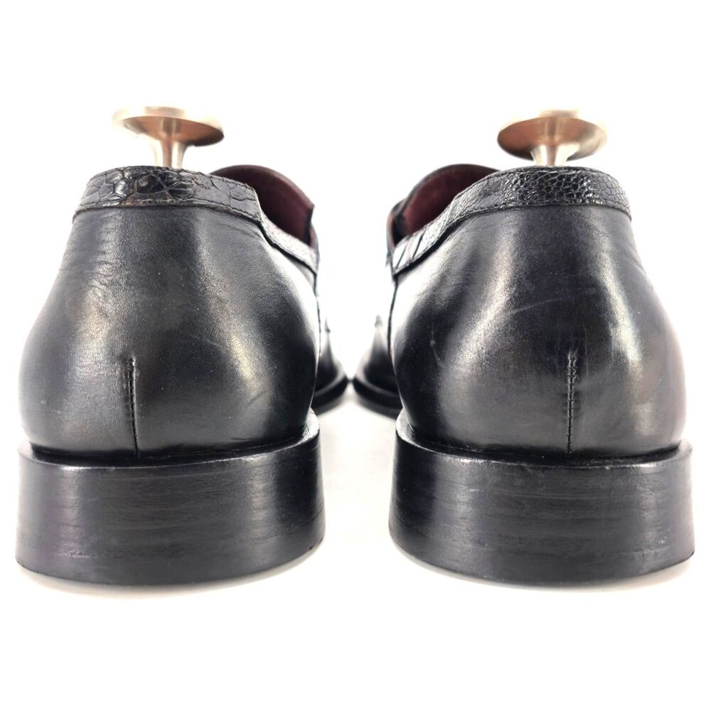 Cesare Paciotti Mens 12 Italy Black Leather Alligator Monk Loafers Dress Shoes - Picture 4 of 12